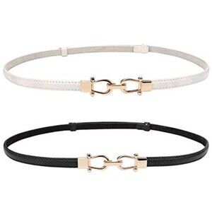 Women Leather Skinny Belt Thin Adjustable Waist Belt for Jeans Dresses Pants